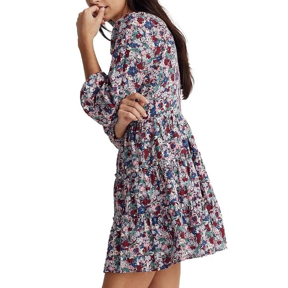 MADEWELL Amalia Floral Tiered Mini Dress in Dusty Pool, 10 NWT - Picture 2 of 11